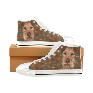Irish Terrier Dog White High Top Canvas Women's Shoes/Large Size - TeeAmazing