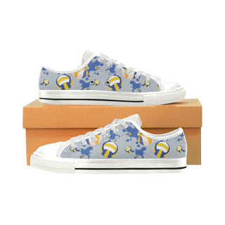 Volleyball Pattern White Low Top Canvas Shoes for Kid - TeeAmazing