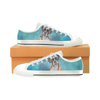 Boxer Water Colour White Low Top Canvas Shoes for Kid - TeeAmazing