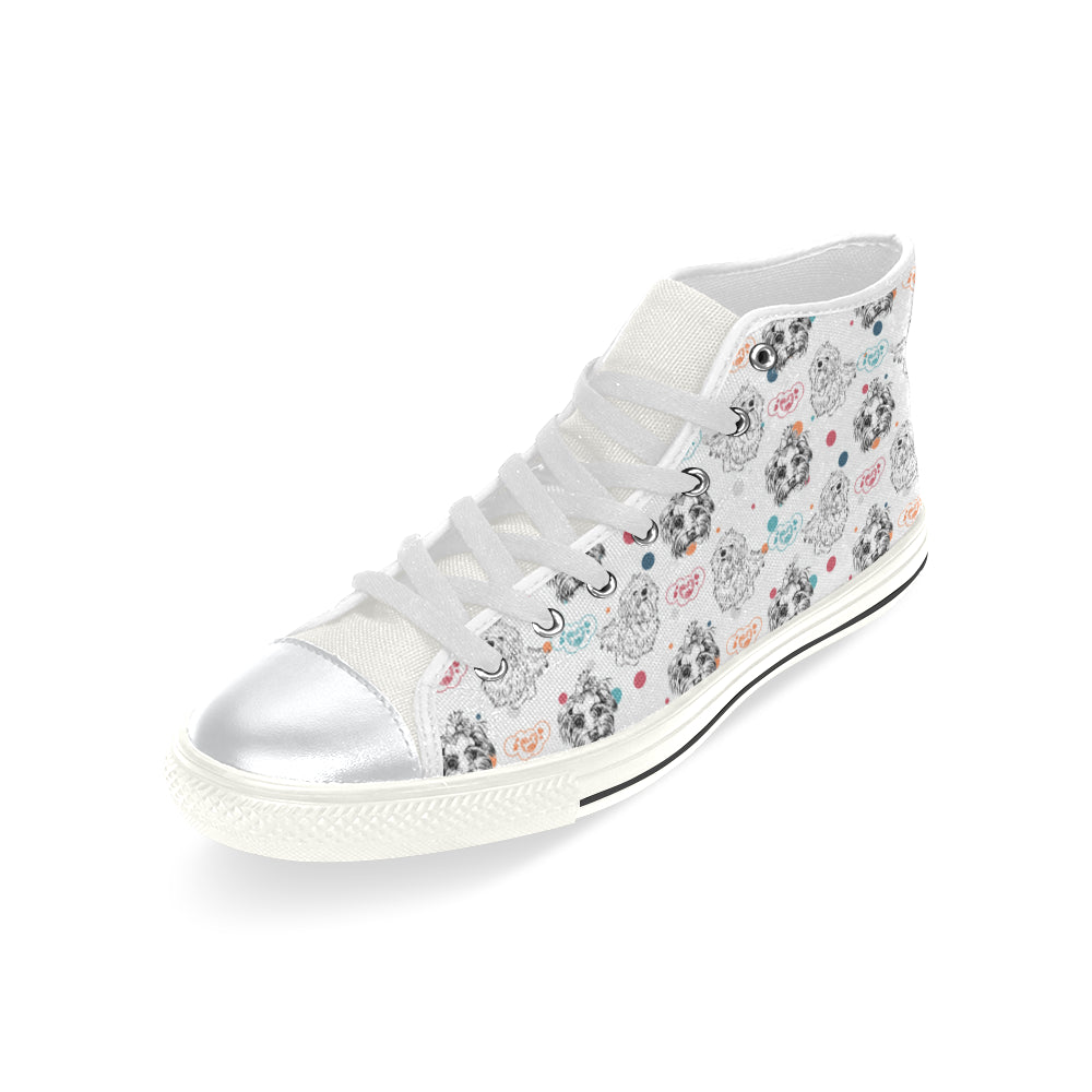 Maltese Pattern White High Top Canvas Shoes for Kid - TeeAmazing