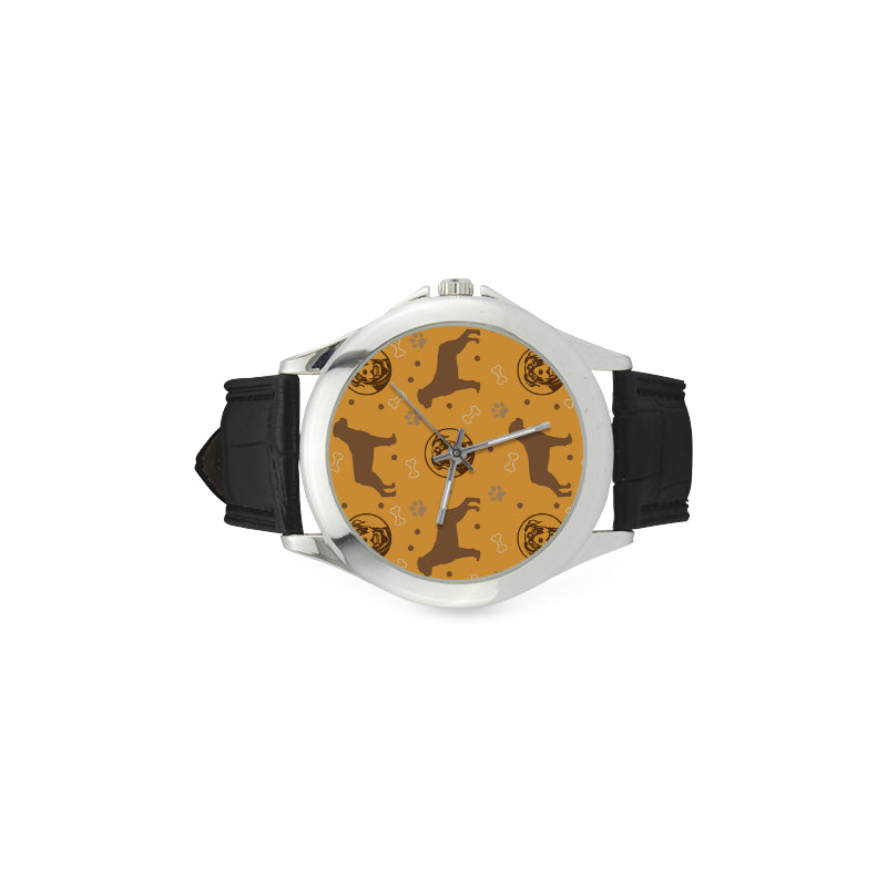 Rottweiler Pattern Women's Classic Leather Strap Watch - TeeAmazing