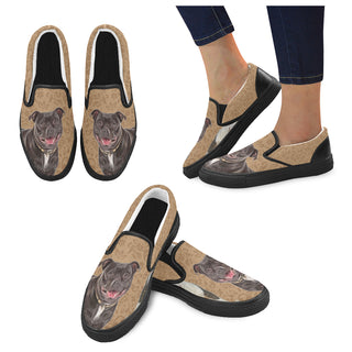 Staffordshire Bull Terrier Lover Black Women's Slip-on Canvas Shoes - TeeAmazing