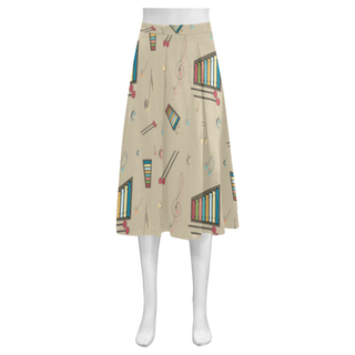 Vibraphone Pattern Mnemosyne Women's Crepe Skirt (Model D16) - TeeAmazing