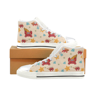 Hermit Crab Pattern White High Top Canvas Shoes for Kid - TeeAmazing