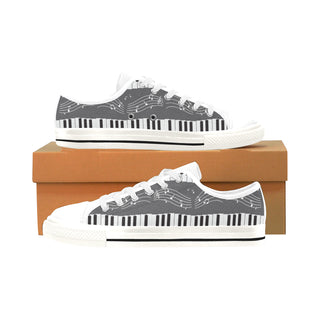 Piano Pattern White Men's Classic Canvas Shoes/Large Size - TeeAmazing