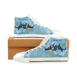 Sky Diving White High Top Canvas Shoes for Kid - TeeAmazing