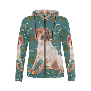 Brittany Spaniel Dog All Over Print Full Zip Hoodie for Women - TeeAmazing