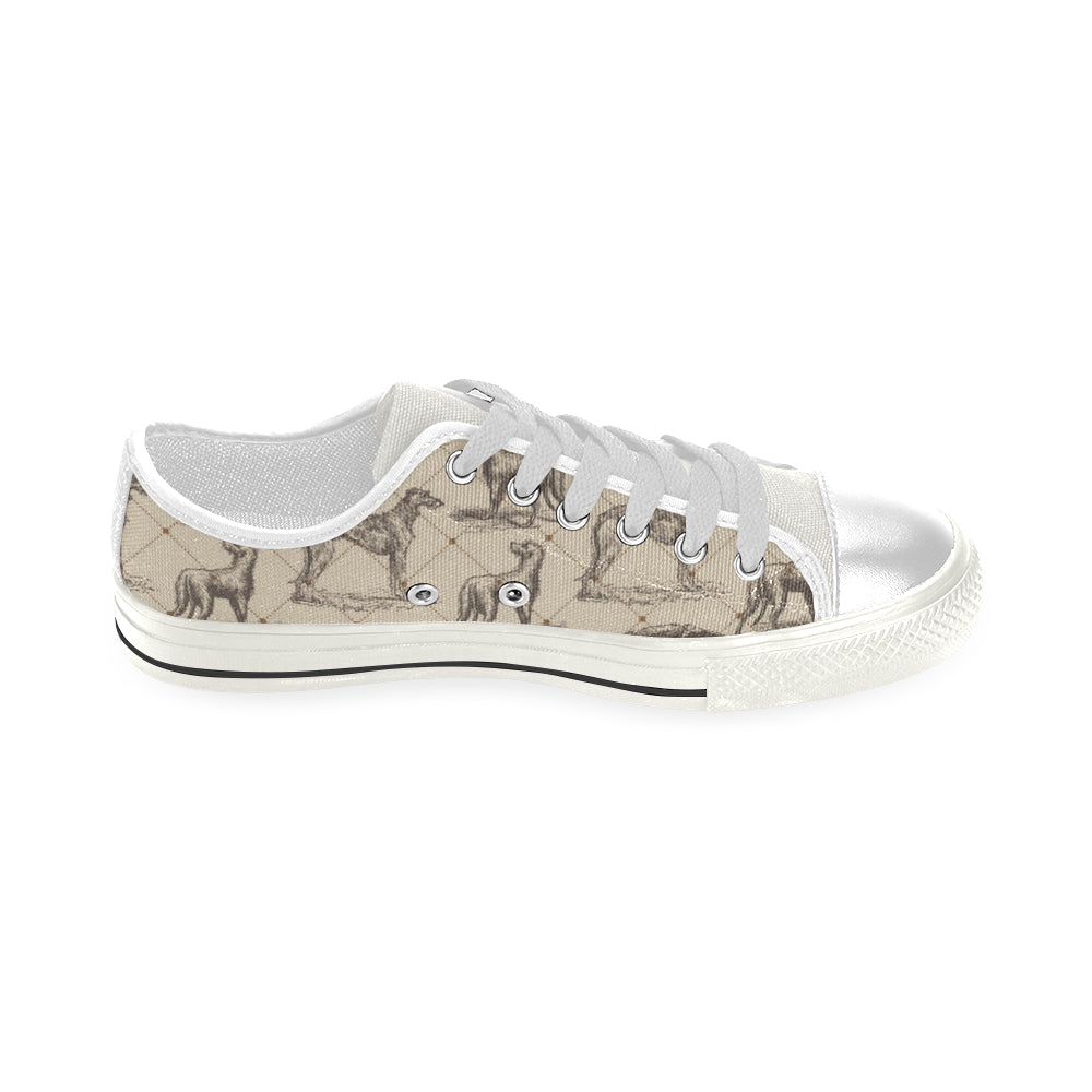 Scottish Deerhounds White Low Top Canvas Shoes for Kid - TeeAmazing