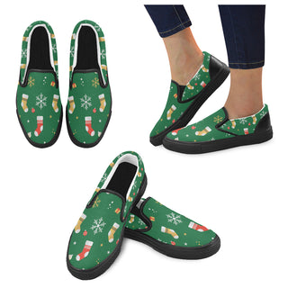 Socks Pattern Black Women's Slip-on Canvas Shoes - TeeAmazing