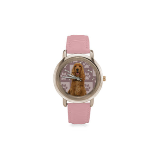 American Cocker Spaniel Women's Rose Gold Leather Strap Watch - TeeAmazing