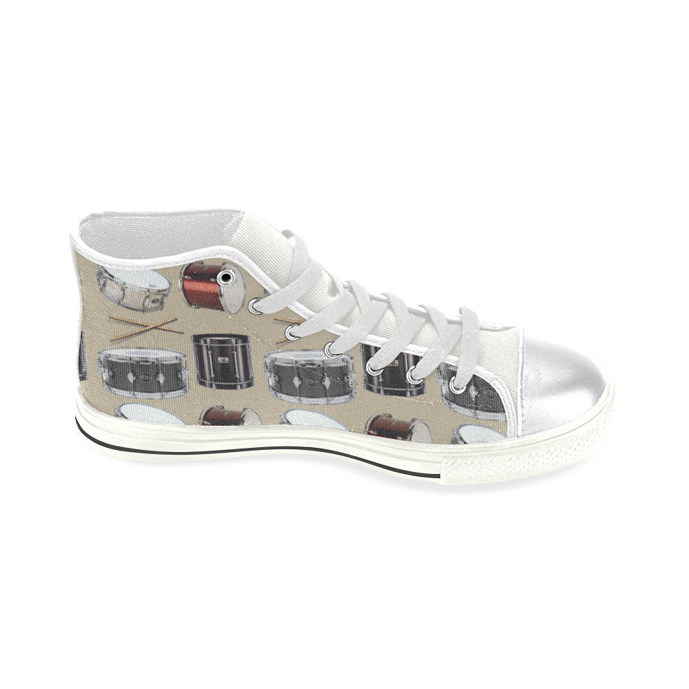 Drum Pattern White Women's Classic High Top Canvas Shoes - TeeAmazing