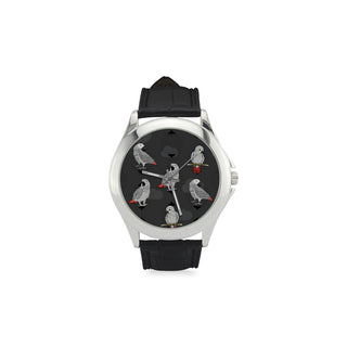 African Greys Women's Classic Leather Strap Watch - TeeAmazing