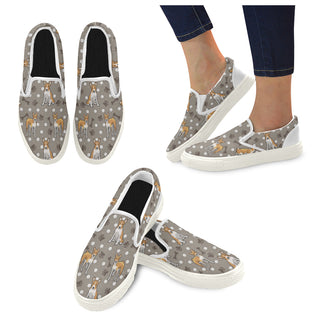 Basenji White Women's Slip-on Canvas Shoes - TeeAmazing
