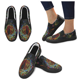 Beagle Glow Design 1 Black Women's Slip-on Canvas Shoes - TeeAmazing