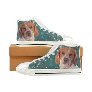 Brittany Spaniel Dog White Women's Classic High Top Canvas Shoes - TeeAmazing