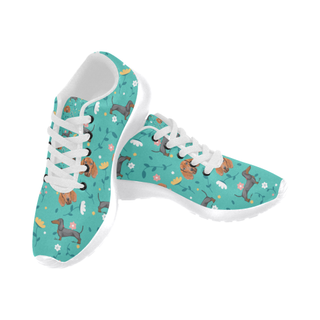 Dachshund Flower White Men's Running Shoes/Large Size (Model 020) - TeeAmazing