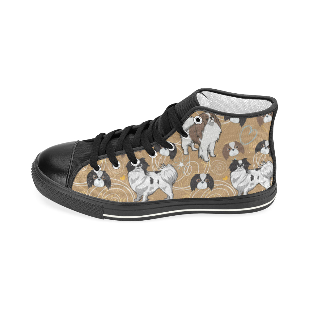 Japanese Chin Black Men’s Classic High Top Canvas Shoes - TeeAmazing
