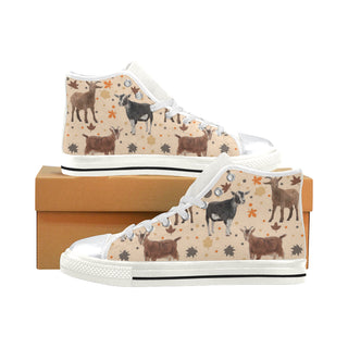 Goat White High Top Canvas Shoes for Kid - TeeAmazing