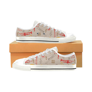 Trumbone Pattern White Low Top Canvas Shoes for Kid - TeeAmazing