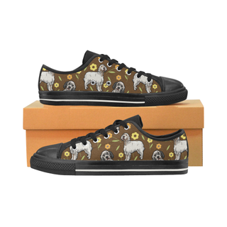 English Setter Flower Black Low Top Canvas Shoes for Kid (Model 018) - TeeAmazing