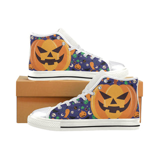 Pumpkin Halloween White Women's Classic High Top Canvas Shoes - TeeAmazing