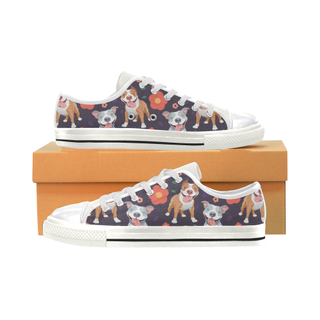 Pit bull Flower White Women's Classic Canvas Shoes - TeeAmazing