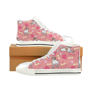 Brittany Spaniel Pattern White High Top Canvas Women's Shoes/Large Size - TeeAmazing