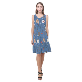 Pharmacist Pattern Sleeveless Splicing Shift Dress - TeeAmazing