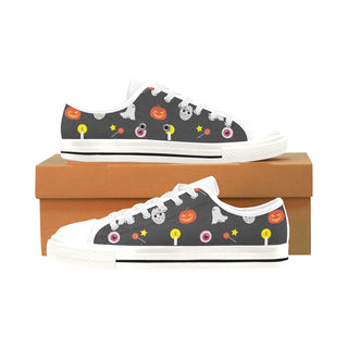 Halloween Pattern White Men's Classic Canvas Shoes/Large Size - TeeAmazing