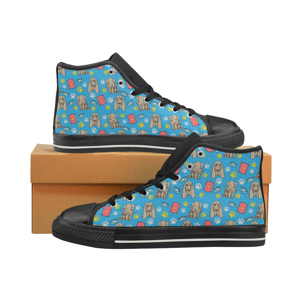 Bloodhound Pattern Black Women's Classic High Top Canvas Shoes - TeeAmazing
