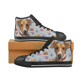 Jack Russell Terrier Black Men’s Classic High Top Canvas Shoes /Large Size - TeeAmazing