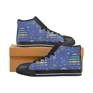 Marimba Pattern Black High Top Canvas Shoes for Kid - TeeAmazing