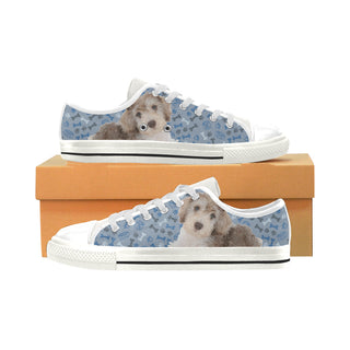 Schnoodle Dog White Low Top Canvas Shoes for Kid - TeeAmazing