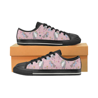 Unicorn Pattern V2 Black Low Top Canvas Shoes for Kid - TeeAmazing