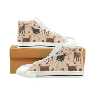 Goat White Women's Classic High Top Canvas Shoes - TeeAmazing