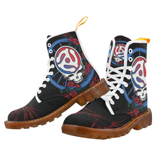 Grateful Dead White Boots For Women - TeeAmazing