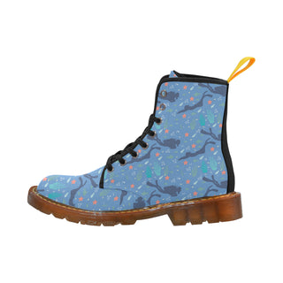 Scuba Diving Pattern Black Boots For Women - TeeAmazing