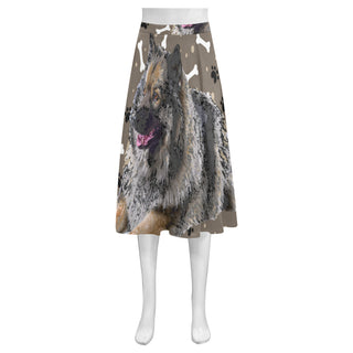 Keeshond Mnemosyne Women's Crepe Skirt (Model D16) - TeeAmazing
