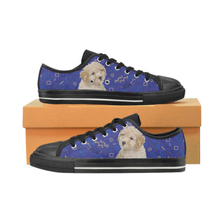 Poochon Dog Black Low Top Canvas Shoes for Kid - TeeAmazing