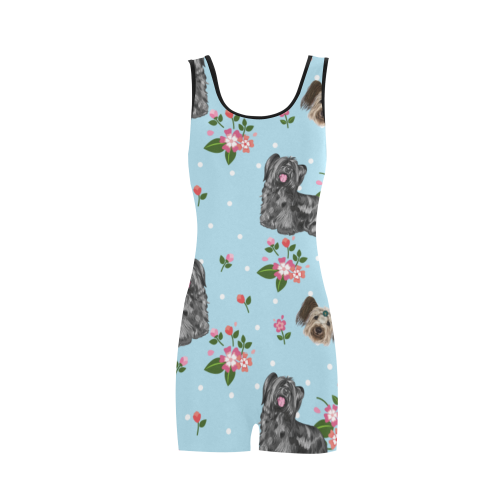 Skye Terrier Flower Classic One Piece Swimwear (Model S03) - TeeAmazing