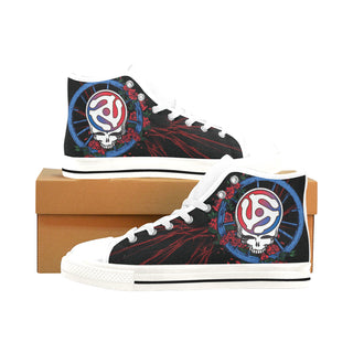 Grateful Dead White Men’s Classic High Top Canvas Shoes /Large Size - TeeAmazing