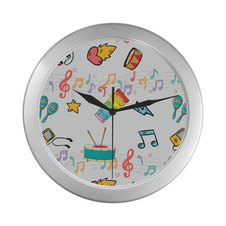 Cute Music Silver Color Wall Clock - TeeAmazing