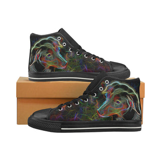 Dachshund Glow Design 1 Black High Top Canvas Women's Shoes/Large Size - TeeAmazing