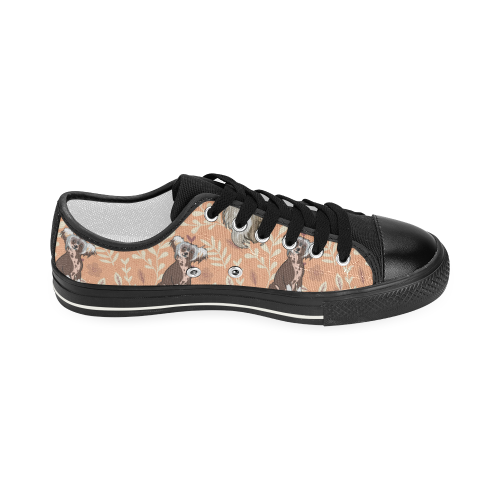 Chinese Crested Flower Black Women's Classic Canvas Shoes - TeeAmazing