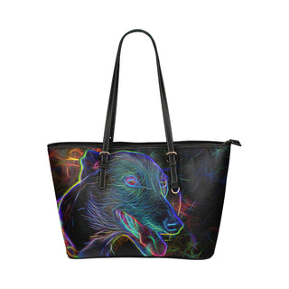 Greyhound Glow Design 1 Leather Tote Bag/Small - TeeAmazing