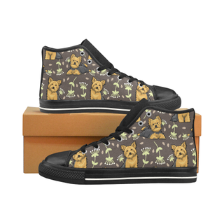 Cairn terrier Flower Black Men’s Classic High Top Canvas Shoes /Large Size - TeeAmazing