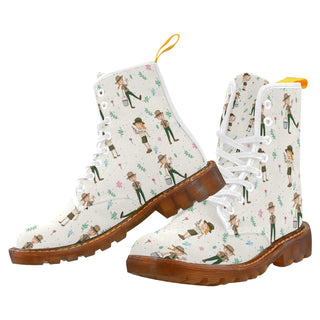 Zoo Keeper Pattern White Boots For Women - TeeAmazing