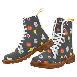 Halloween Pattern White Boots For Men - TeeAmazing