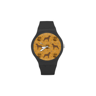 Rottweiler Pattern Black Unisex Round Rubber Sport Watch - TeeAmazing