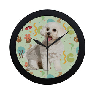 Maltipoo Black Circular Plastic Wall clock - TeeAmazing